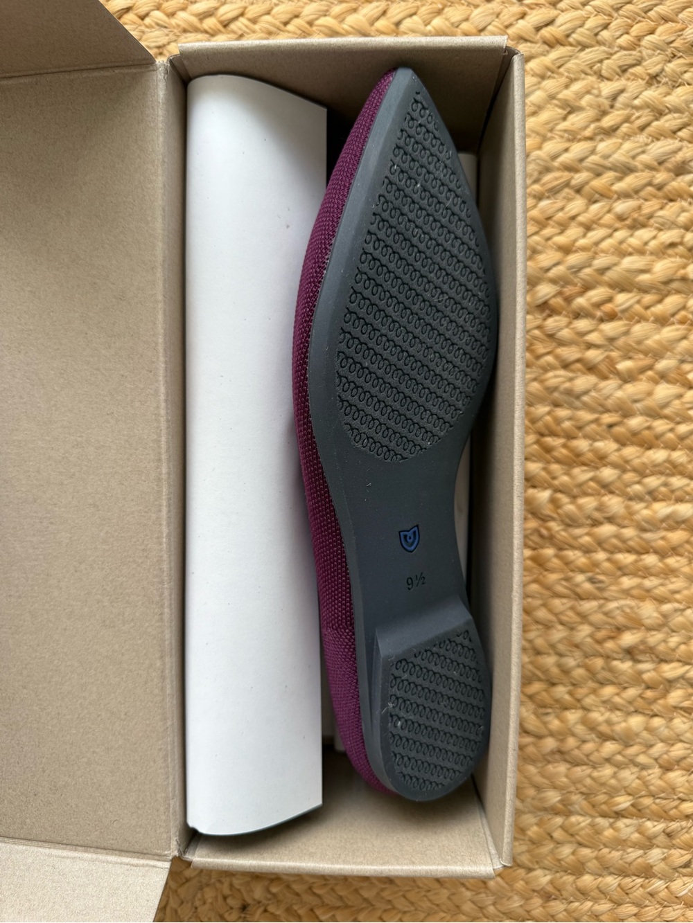 Rothy's Pointed Knit Flats in Plum with Blue Trim - Picture 4 of 10
